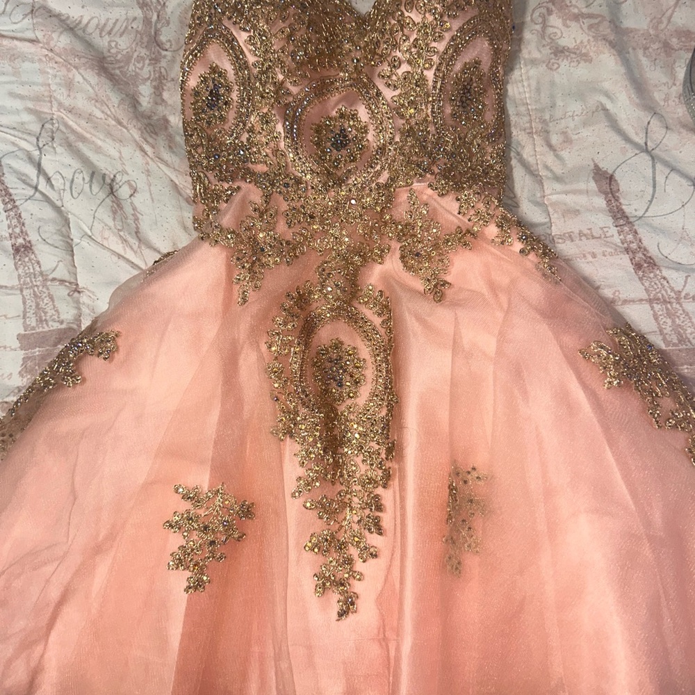 Elegant Pink and Gold Embellished Gown